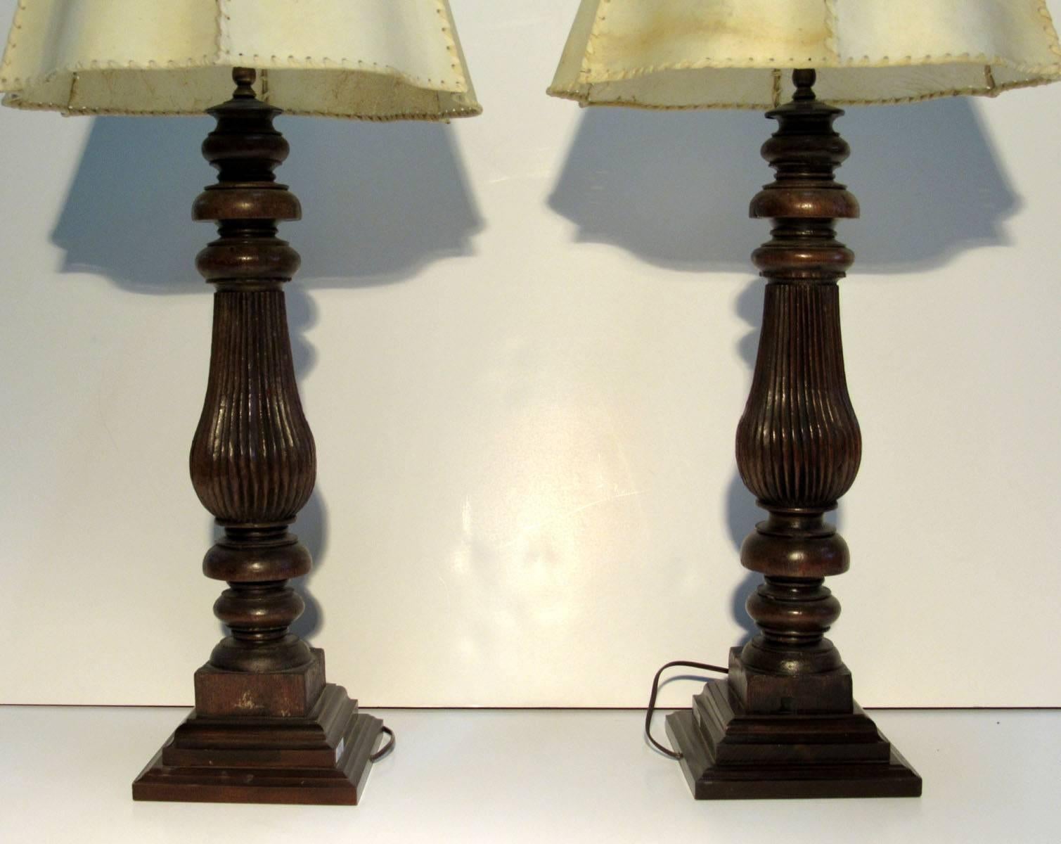 Late 19th Century Carved Wooden Lamps 4