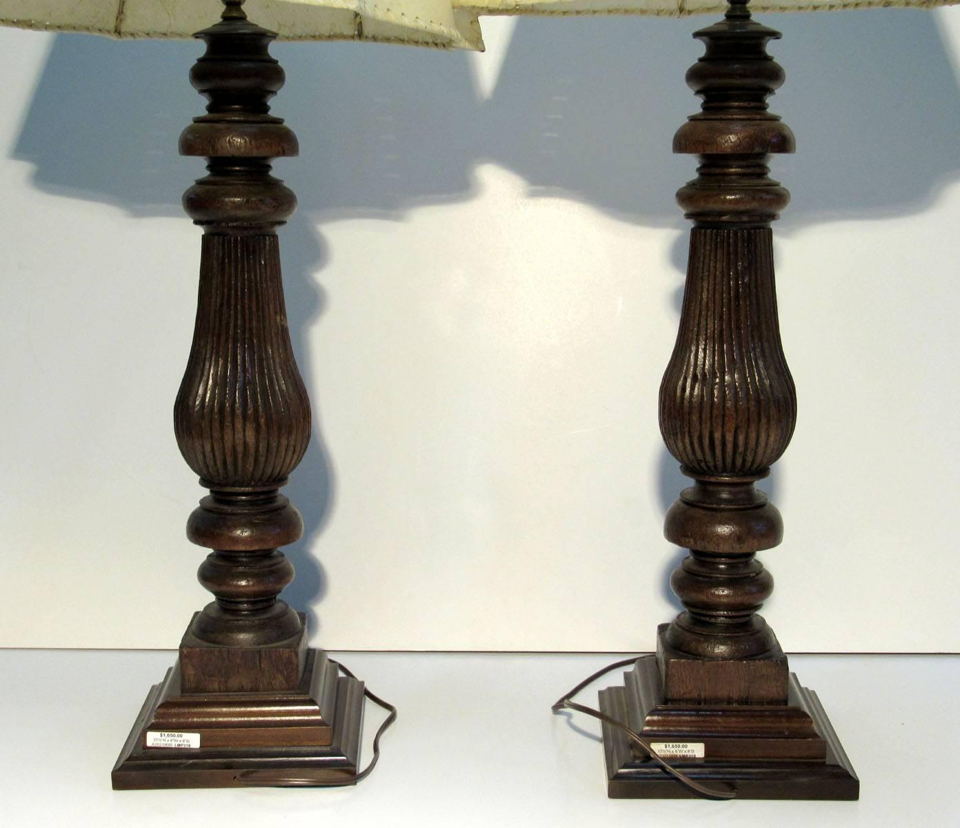 Late 19th Century Carved Wooden Lamps 5