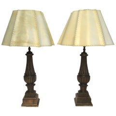 Late 19th Century Carved Wooden Lamps