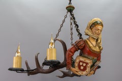 Late 19th Century Carved Wooden Lüsterweibchen Four-Light Chandelier