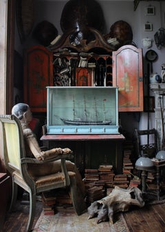 Late 19th Century Cased British Sailing Vessel Folk Art Maritime