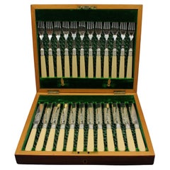 Antique Late 19th Century Cased Dessert Service for 12