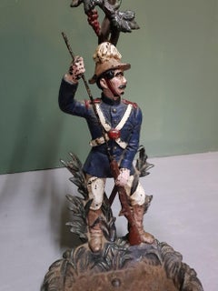Late 19th Century Cast Iron German Umbrella Stand with a Soldier