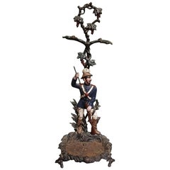 Late 19th Century Cast Iron German Umbrella Stand with a Soldier