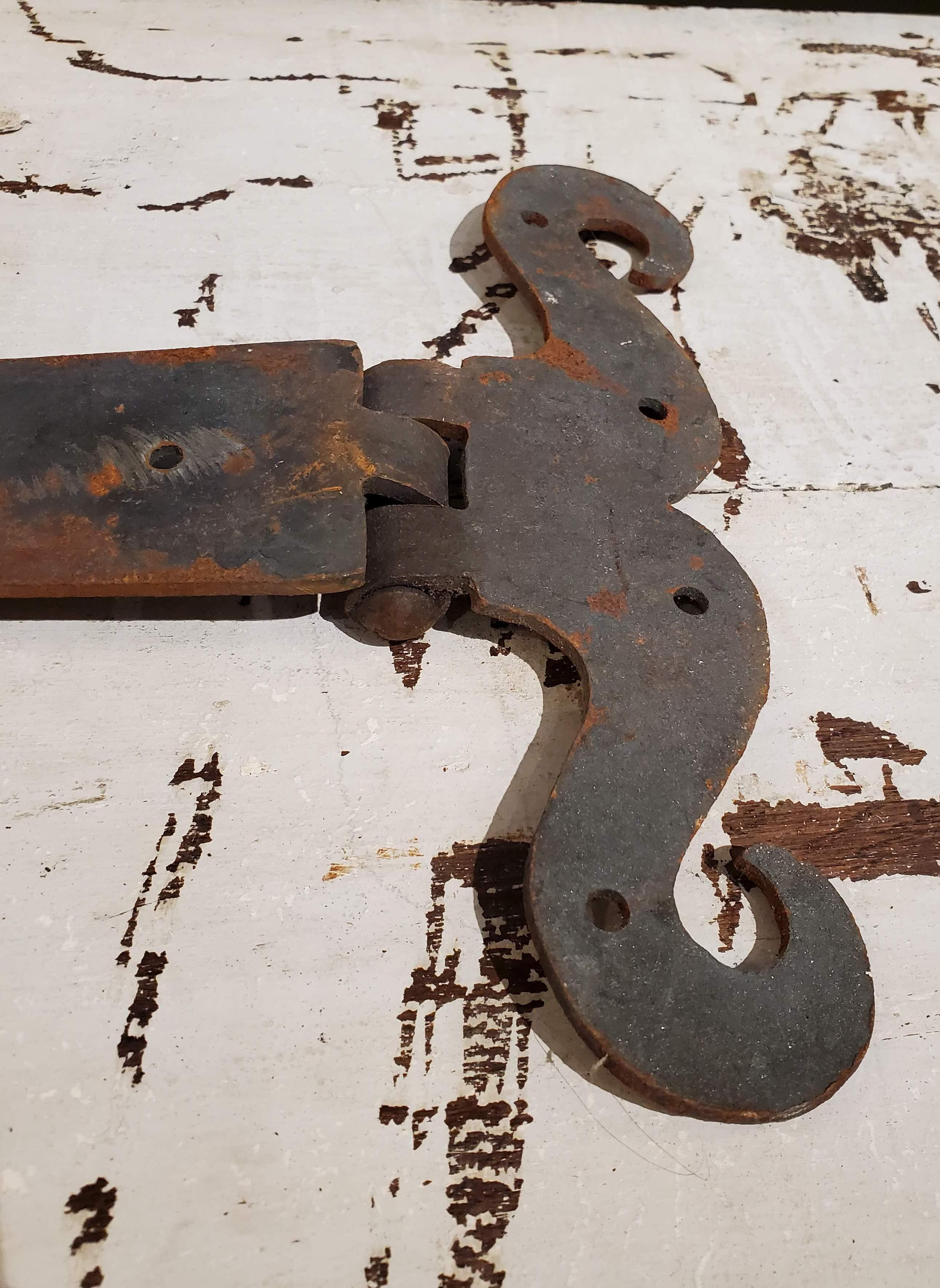 Late 19th Century Cast Iron Hand Wrought Strap Hinges 4