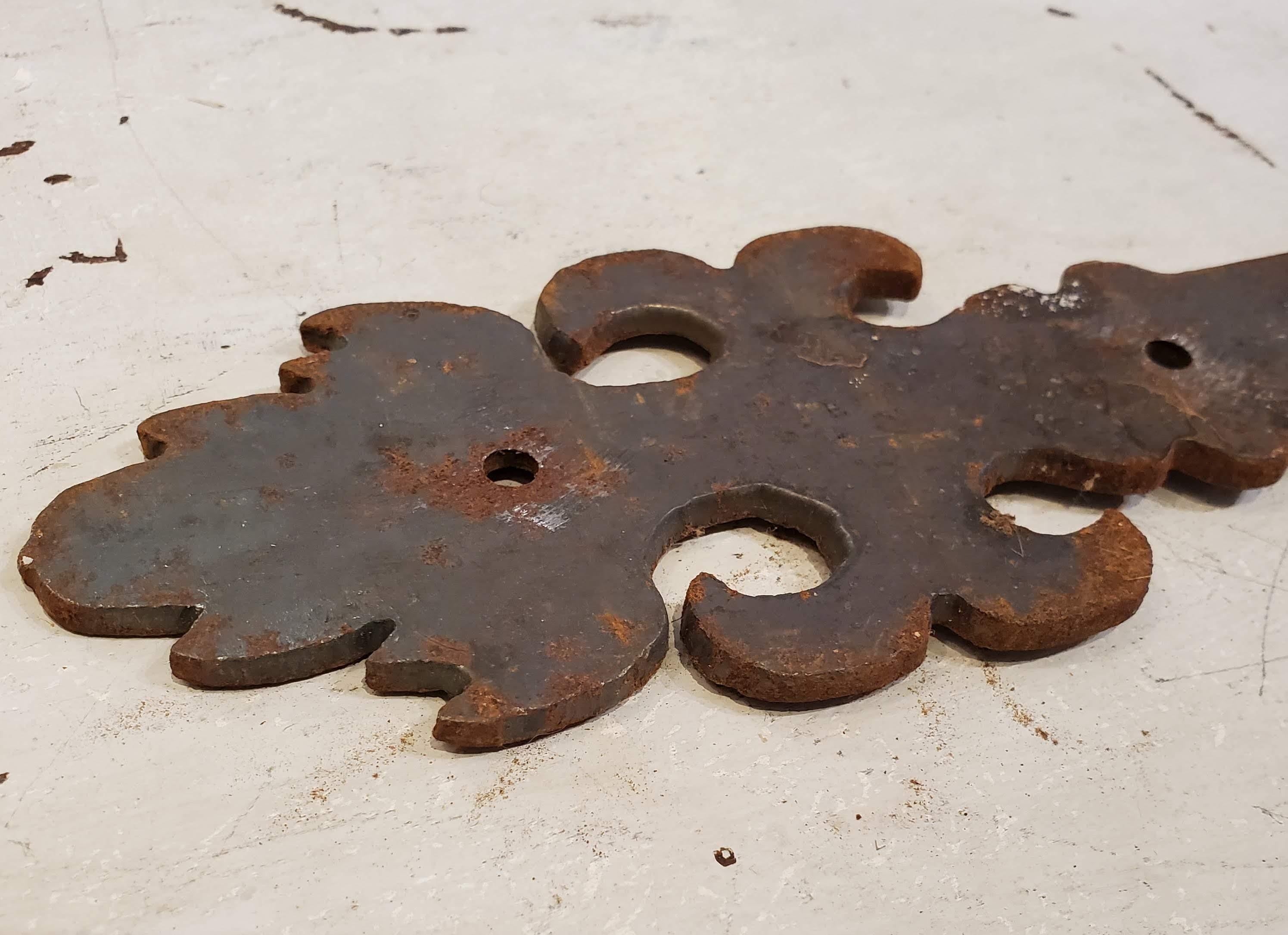 Late 19th Century Cast Iron Hand Wrought Strap Hinges 5