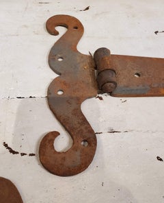 Late 19th Century Cast Iron Hand Wrought Strap Hinges