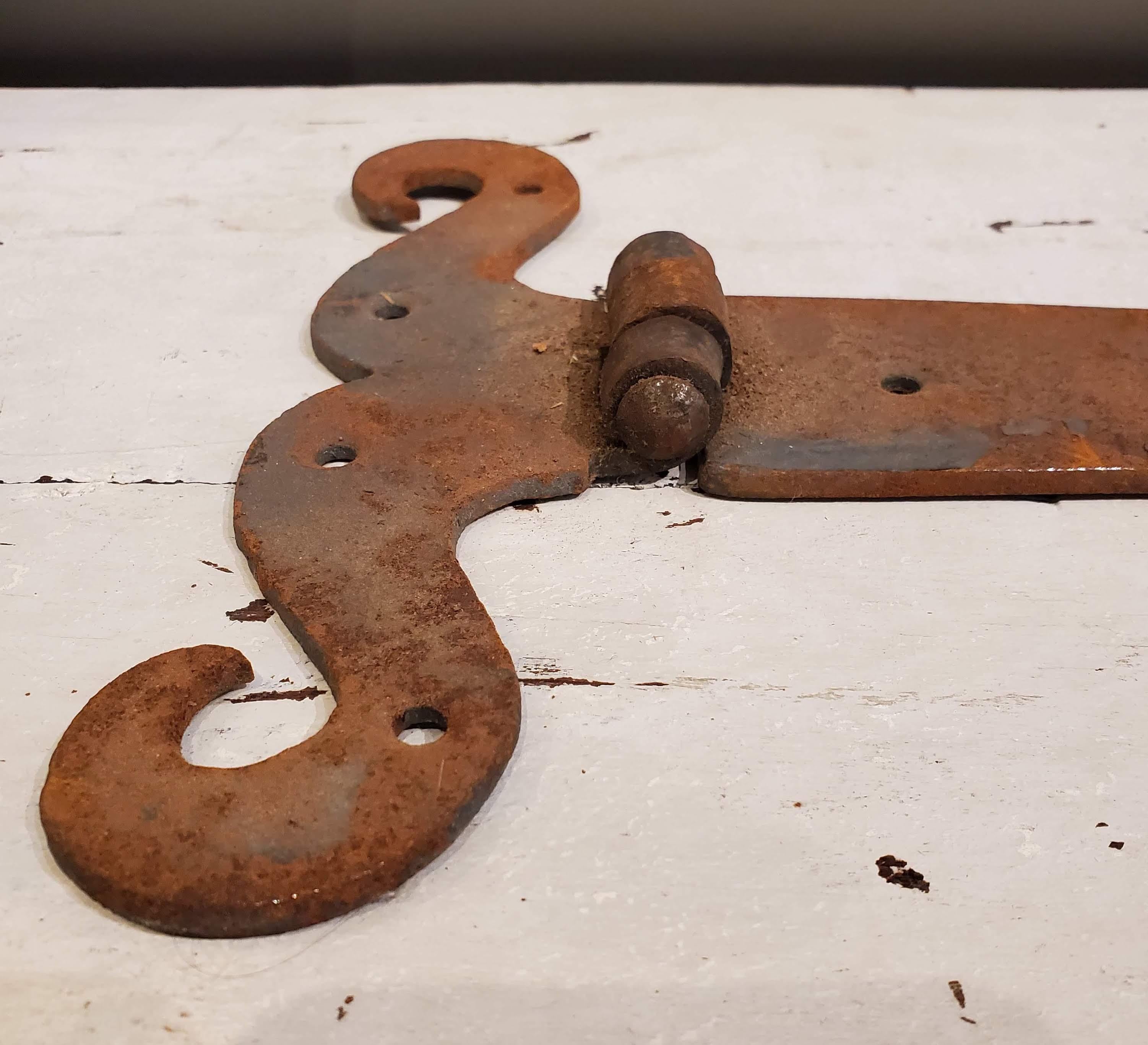 Wrought Iron Late 19th Century Cast Iron Hand Wrought Strap Hinges
