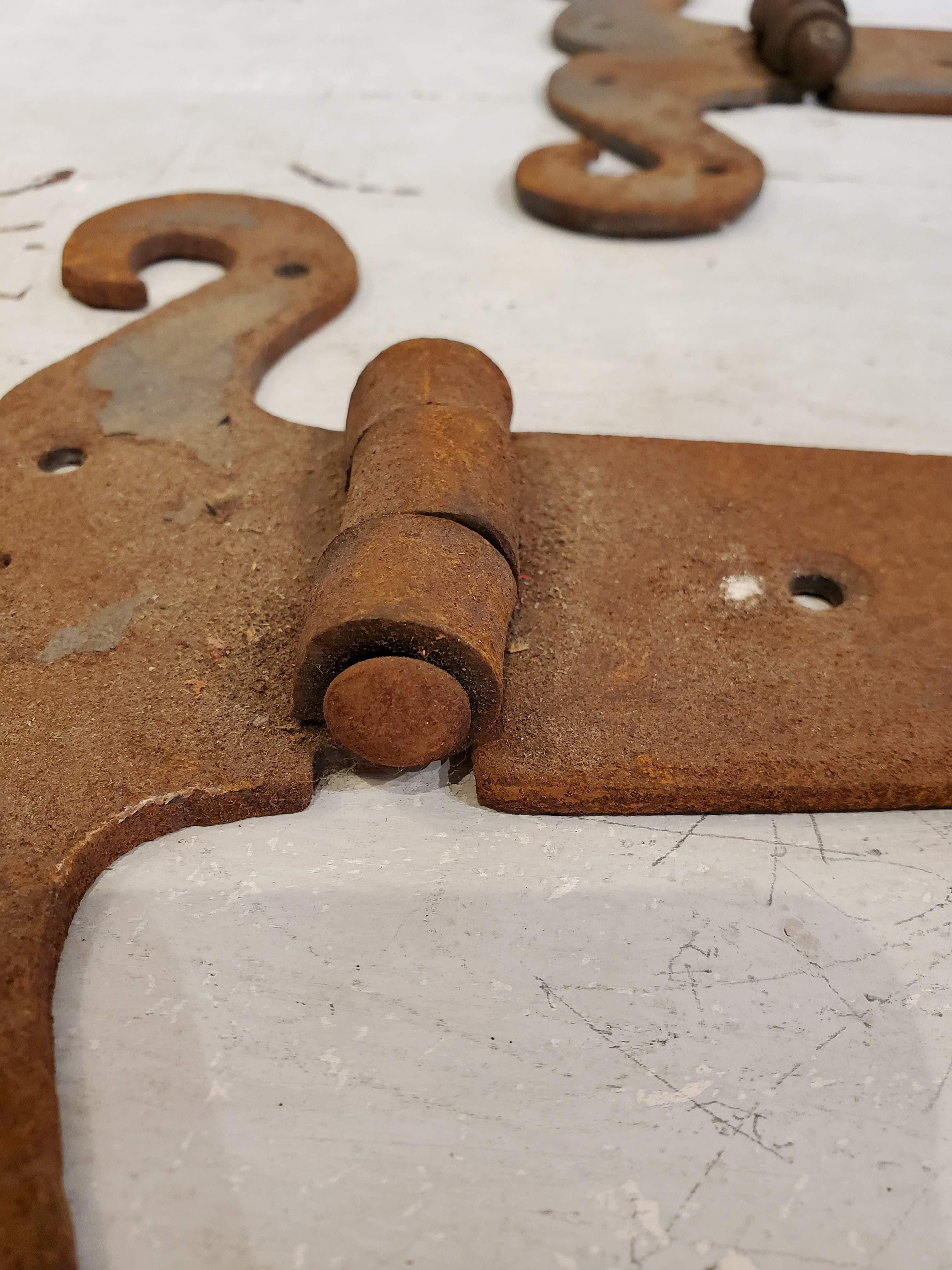 Late 19th Century Cast Iron Hand Wrought Strap Hinges 1
