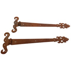Late 19th Century Cast Iron Hand Wrought Strap Hinges