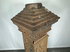 Late 19TH Century Cast Iron Lamp Post Base heavy decorative floral relief