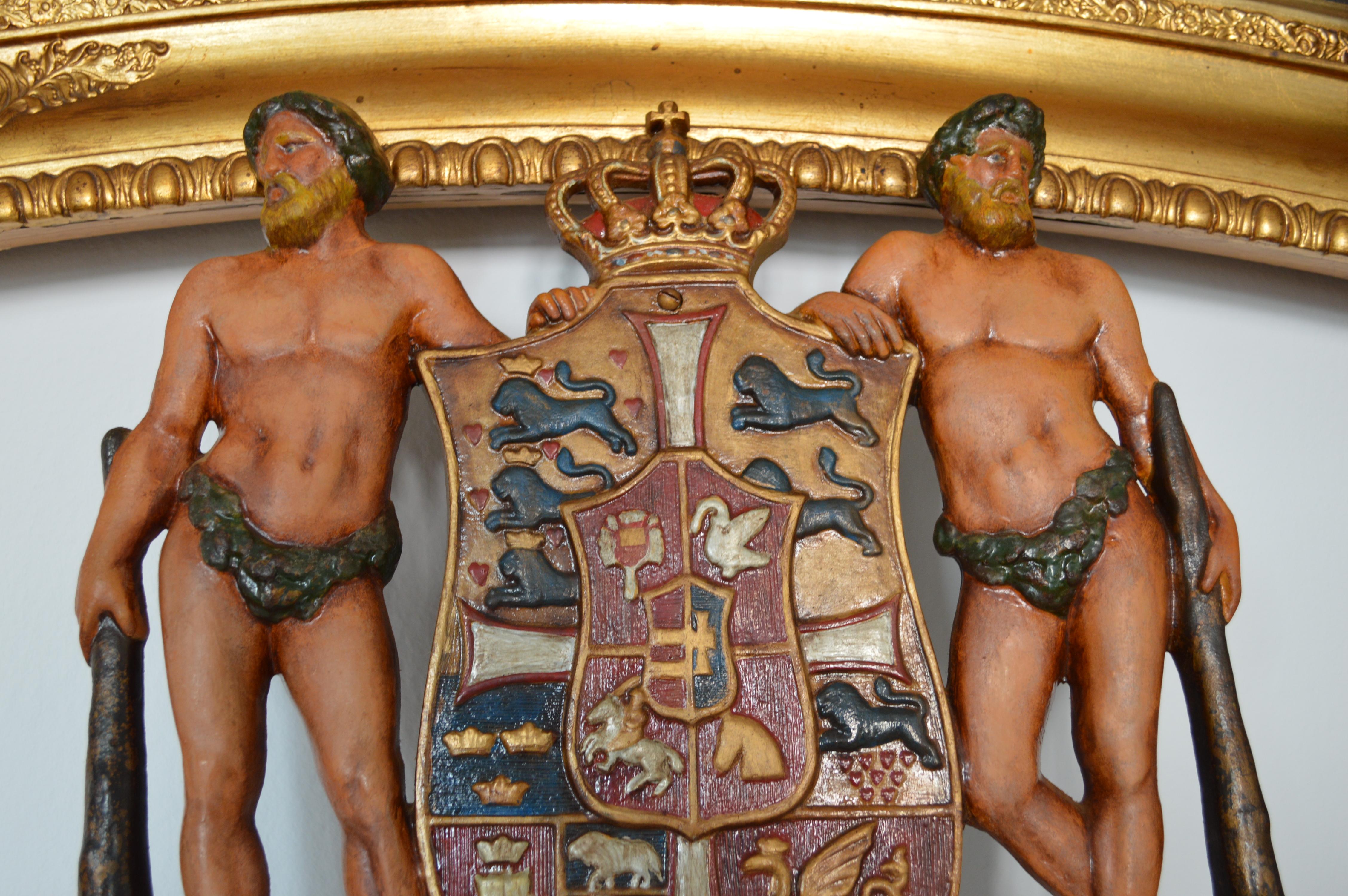 Cold-Painted Cast Iron Sculpture Of The Royal Coat of Arms of Denmark