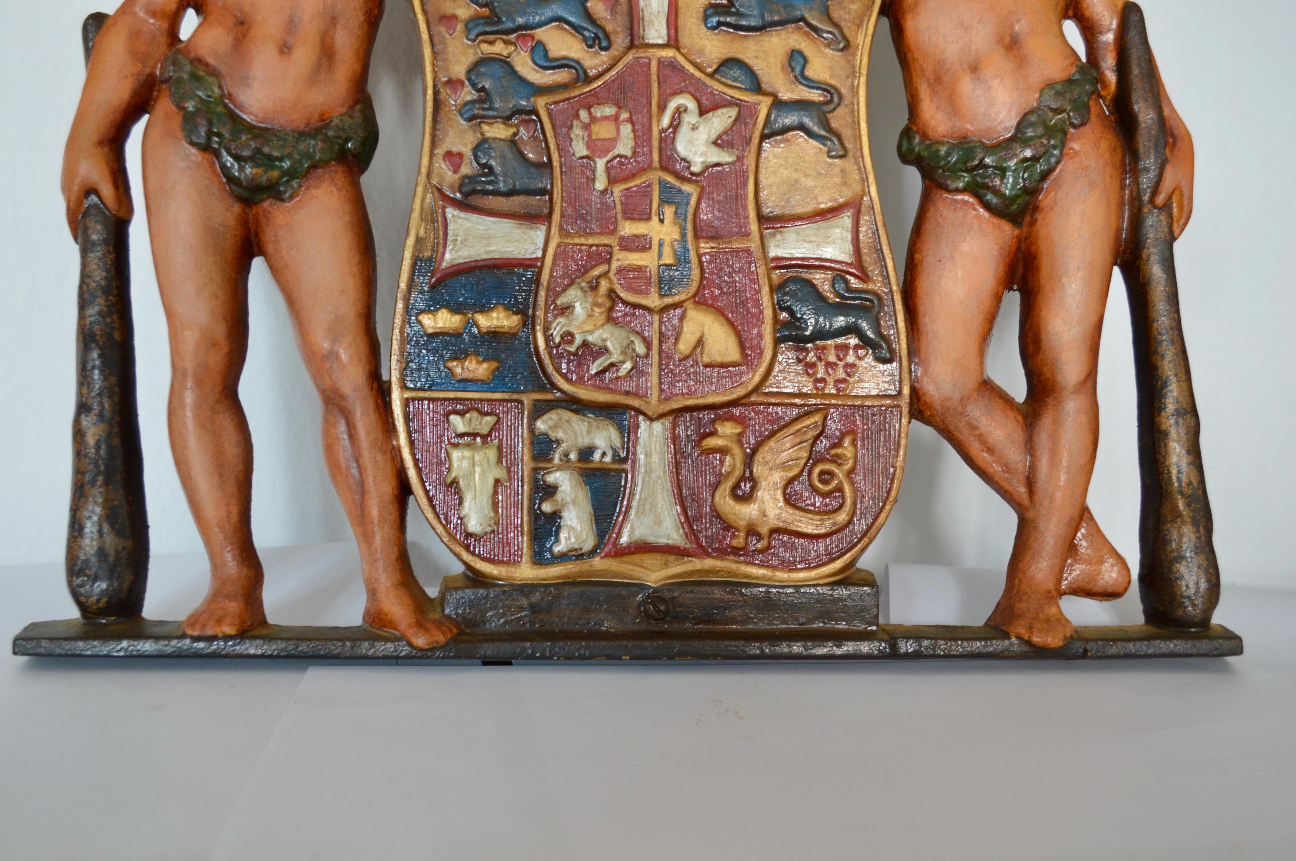 Late 19th Century Cast Iron Sculpture Of The Royal Coat of Arms of Denmark