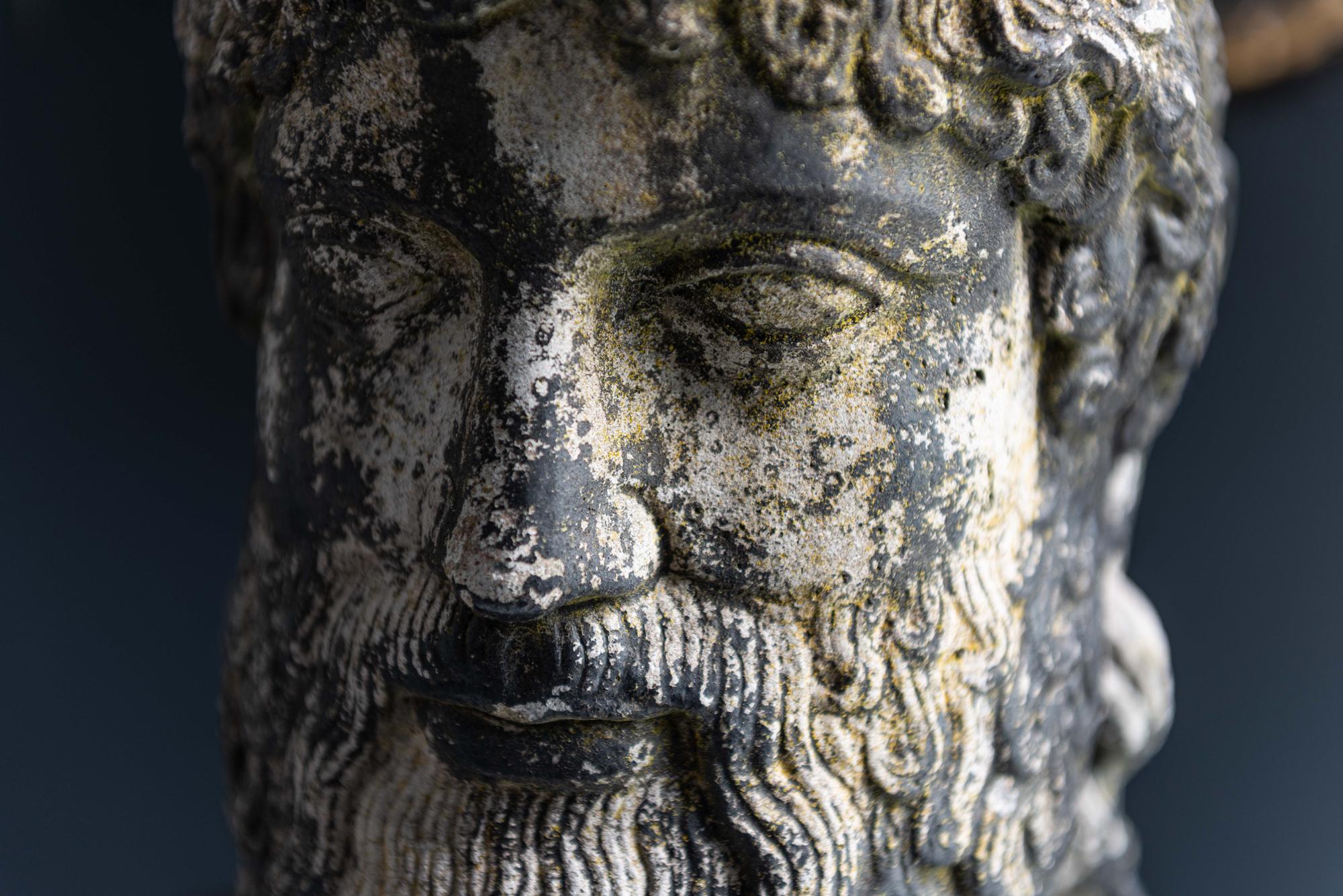 Late 19th Century Cast Stone Bust of Zeus/Poseidon 3
