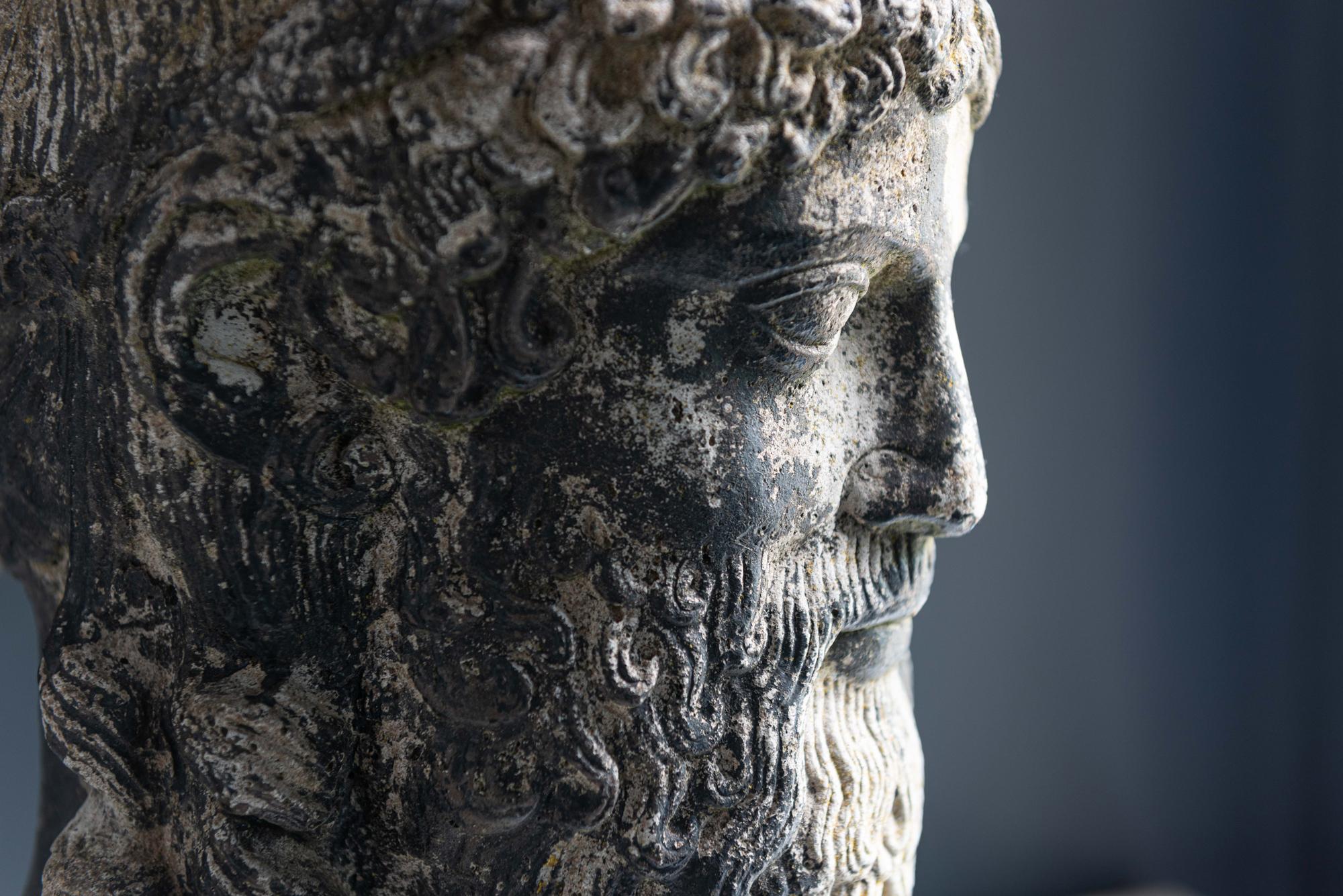 Late 19th Century Cast Stone Bust of Zeus/Poseidon 2