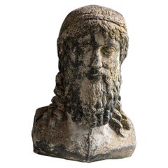 Late 19th Century Cast Stone Bust of Zeus/Poseidon