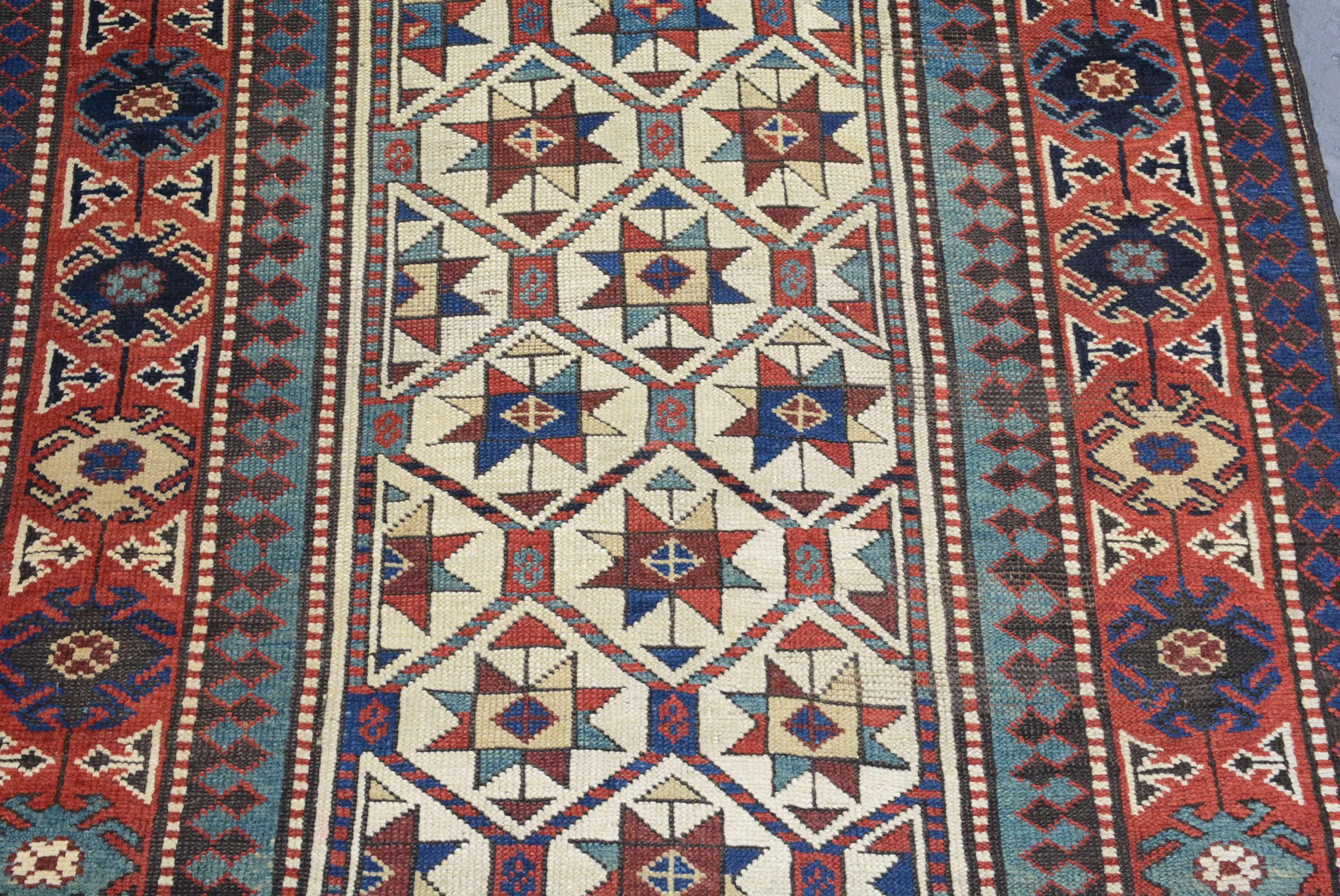 Woven Late 19th Century Caucasian Kazak Rug For Sale