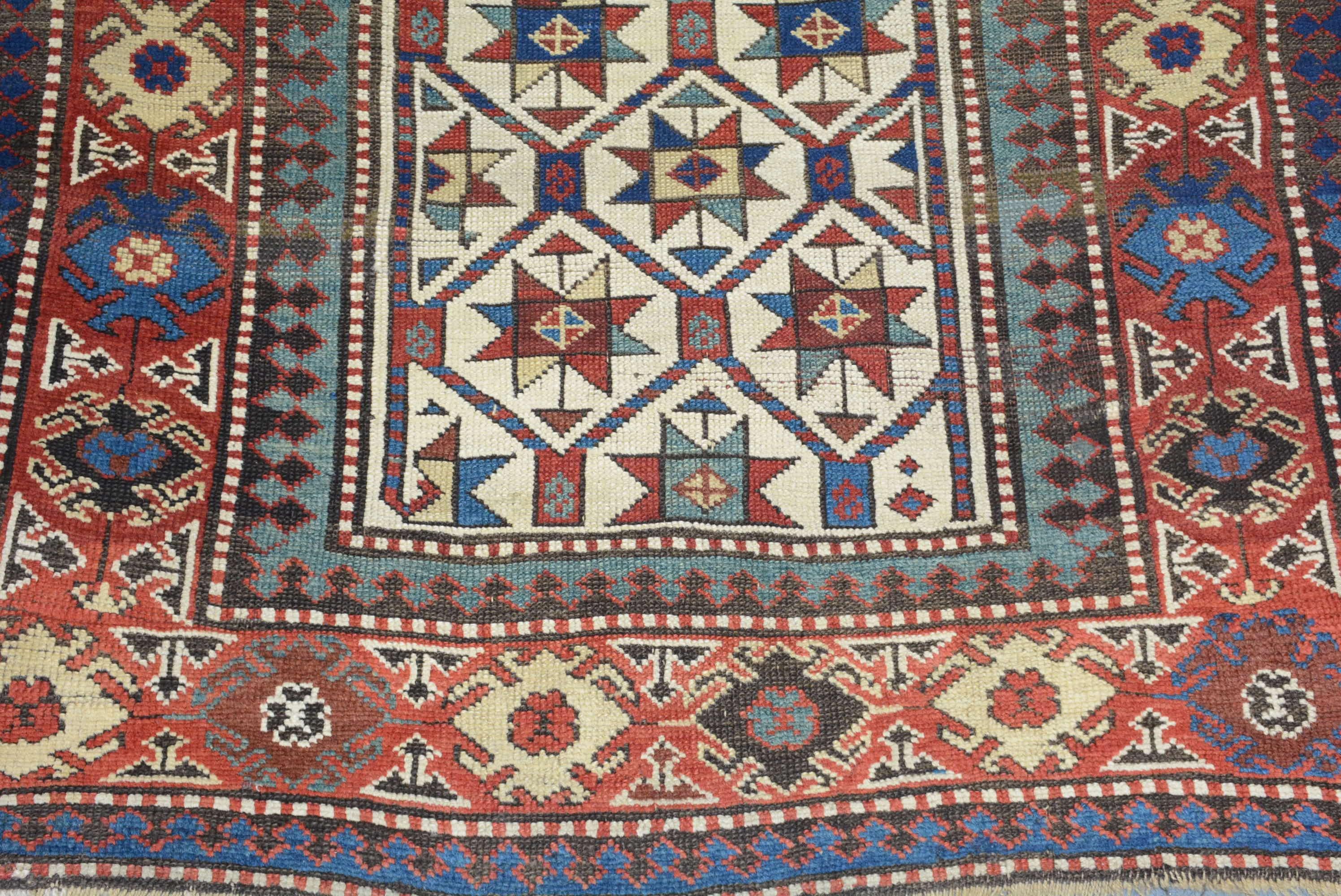 Late 19th Century Caucasian Kazak Rug In Good Condition For Sale In Closter, NJ