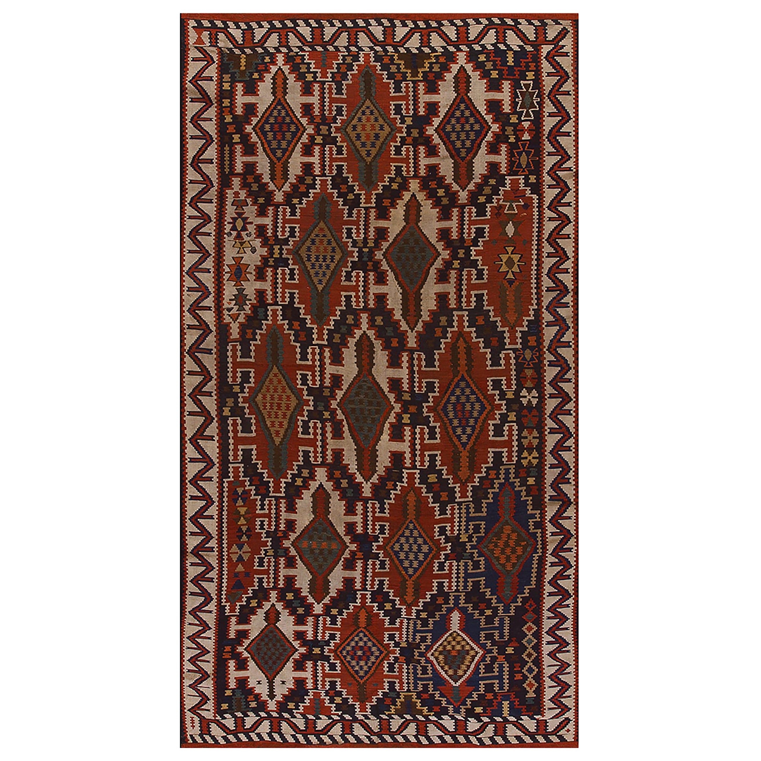 Kilim caucasien Kuba de la fin du XIXe siècle (5' x 9'2"" - 152 x 280 cm) en vente