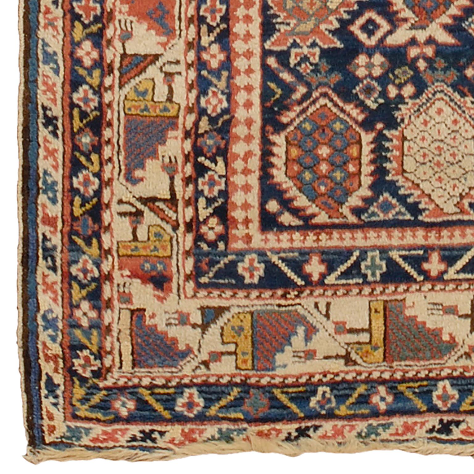 Hand-Woven Late 19th Century Caucasian Rug