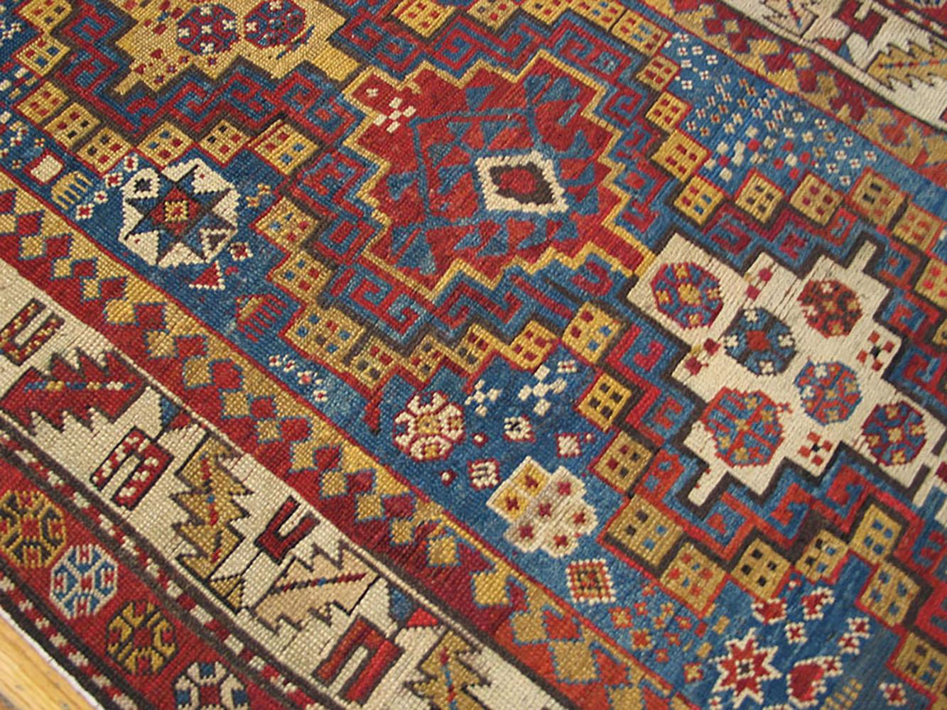 Alfombra Shirvan caucásica de finales del siglo XIX ( 3'6