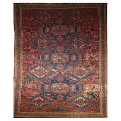 Late 19th Century Caucasian Soumak Rug, Handwoven, Allover Geometric, 5' x 7'
