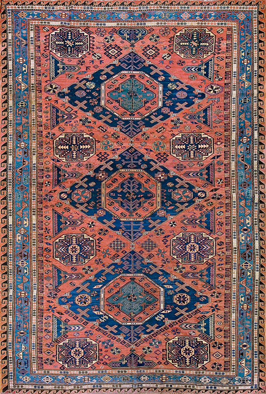 Late 19th Century Caucasian Sumak Carpet ( 7'6" x 10'6" - 228 x 217 )