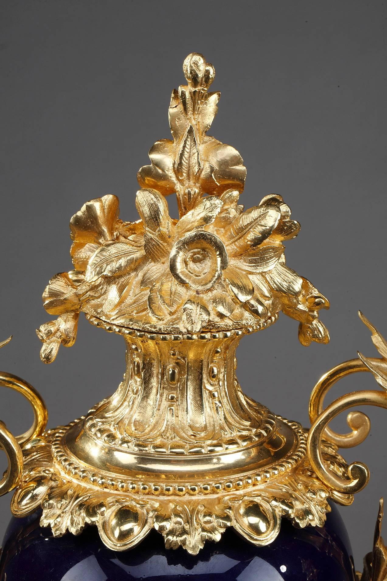 French Late 19th Century Centerpiece Vases with Ormolu Mounts