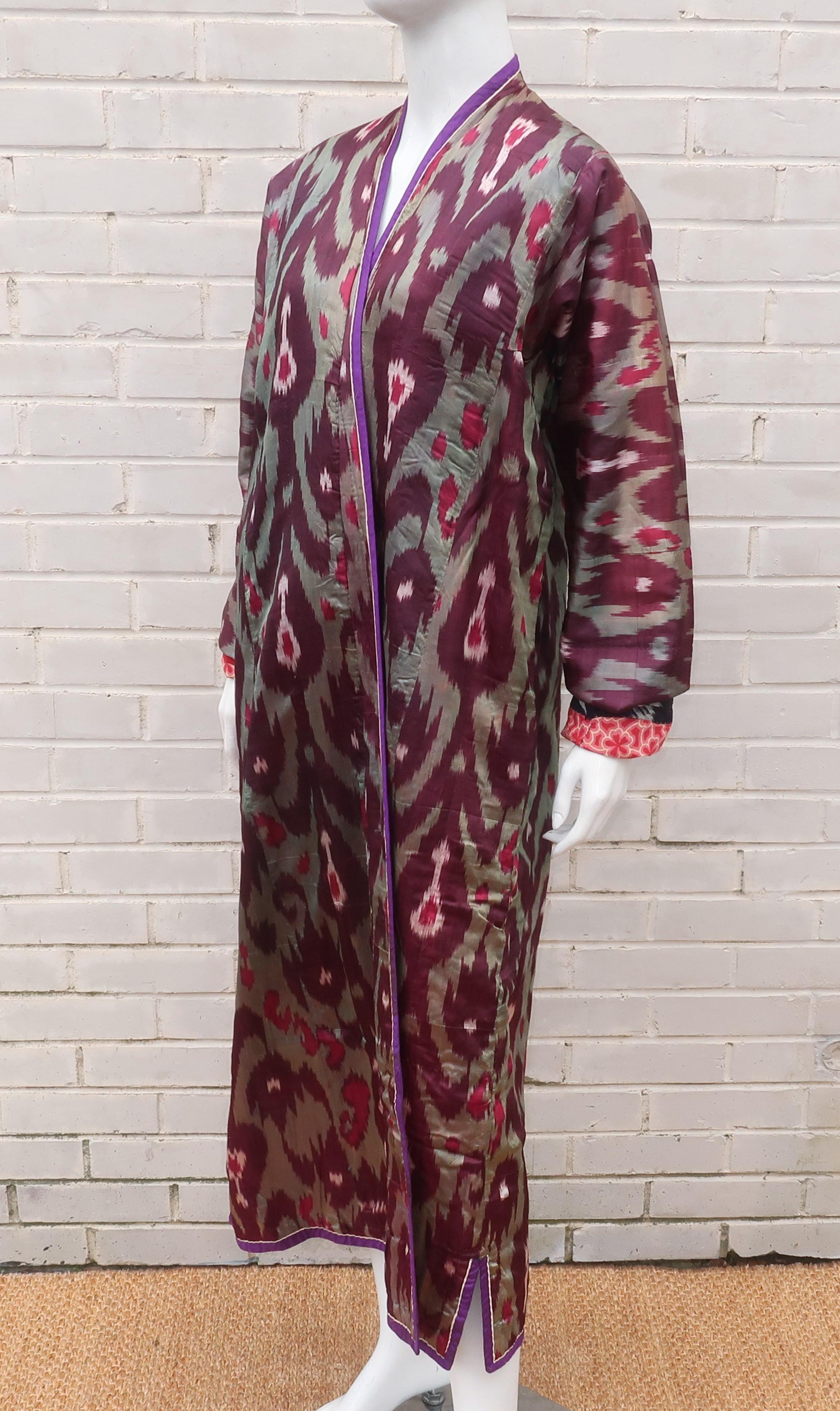 Late 19th Century Central Asian Silk Ikat Chapan Robe Coat 3