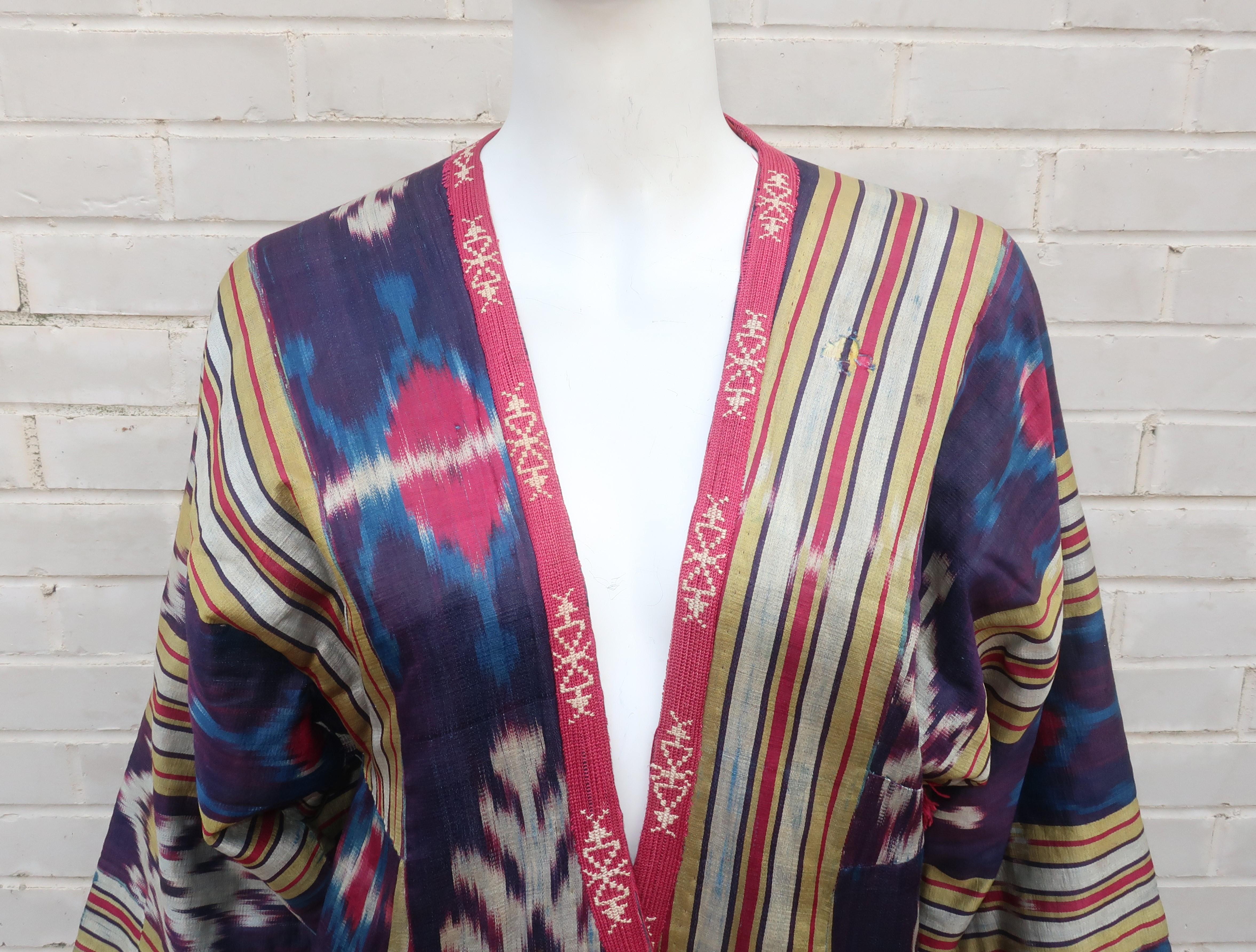 Late 19th Century Central Asian Silk Ikat Chapan Robe Coat For Sale at ...