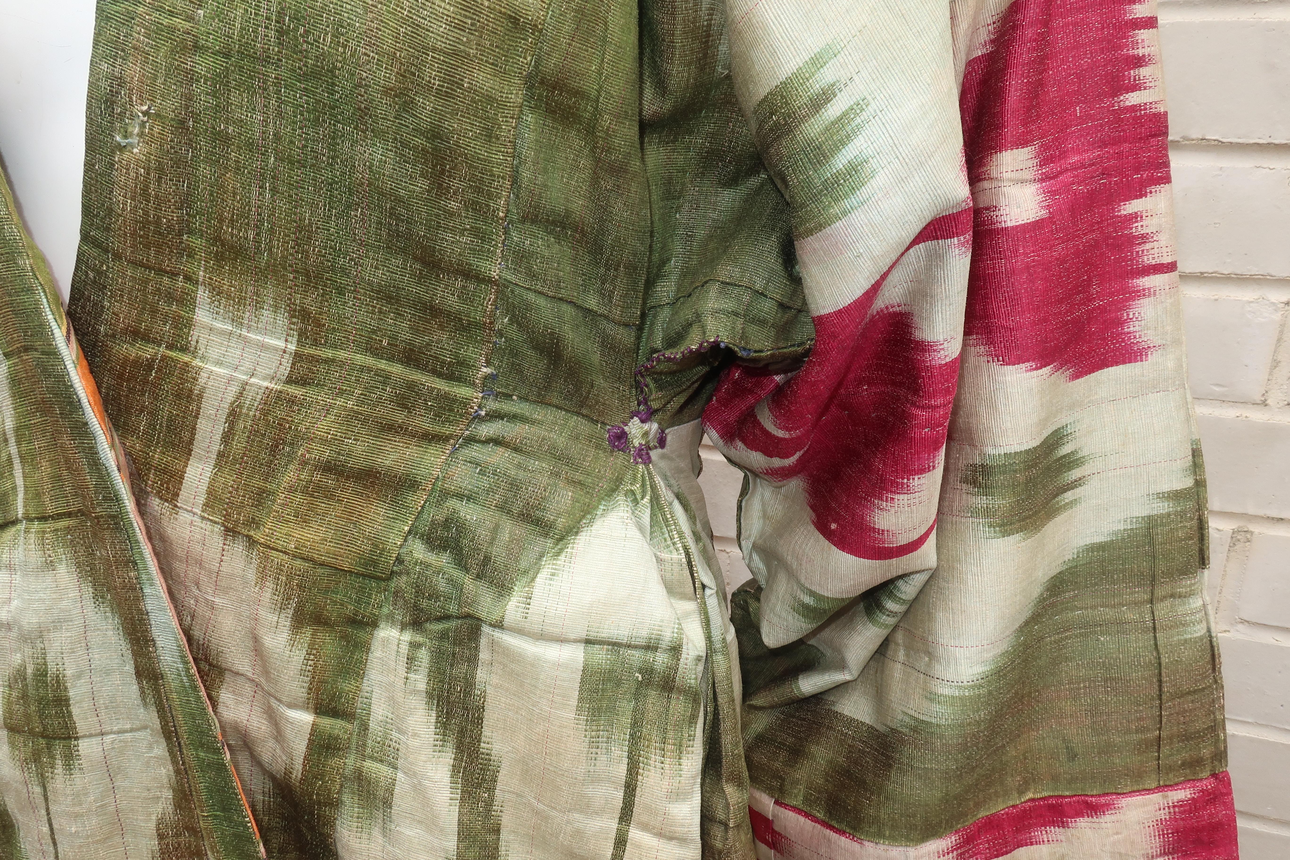 Women's Late 19th Century Central Asian Silk Ikat Chapan Robe Coat