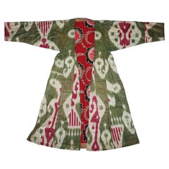 Late 19th Century Central Asian Silk Ikat Chapan Robe Coat