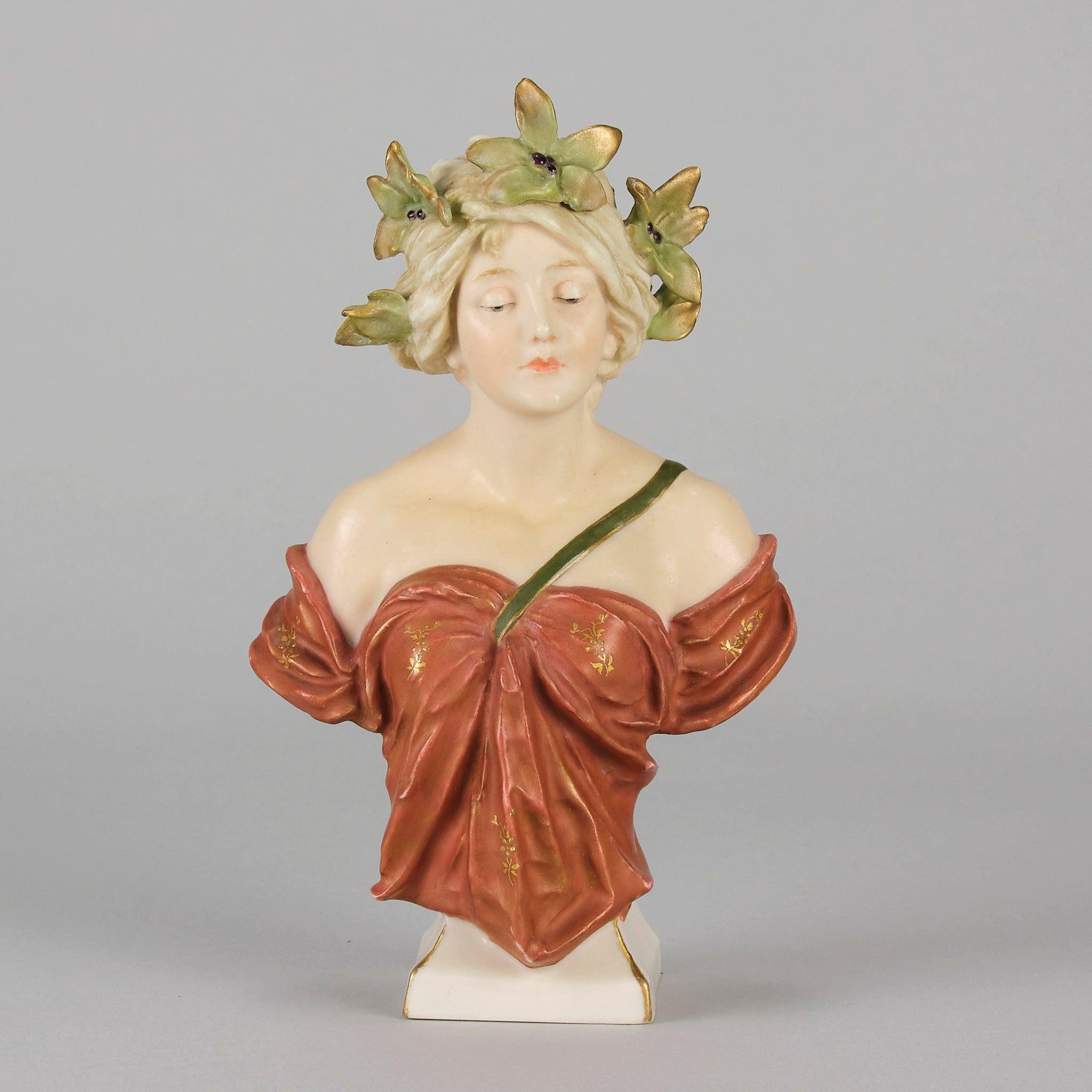 Art nouveau Buste en céramique de la fin du XIXe siècle intitulé 