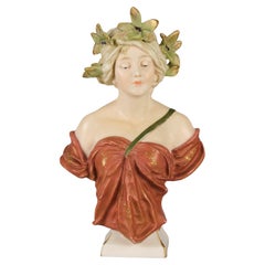 Antique Late 19th Century Ceramic Bust entitled "Meditation" by Ernst Wahliss