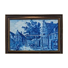 Late 19th-Century Ceramic Picture in Frame