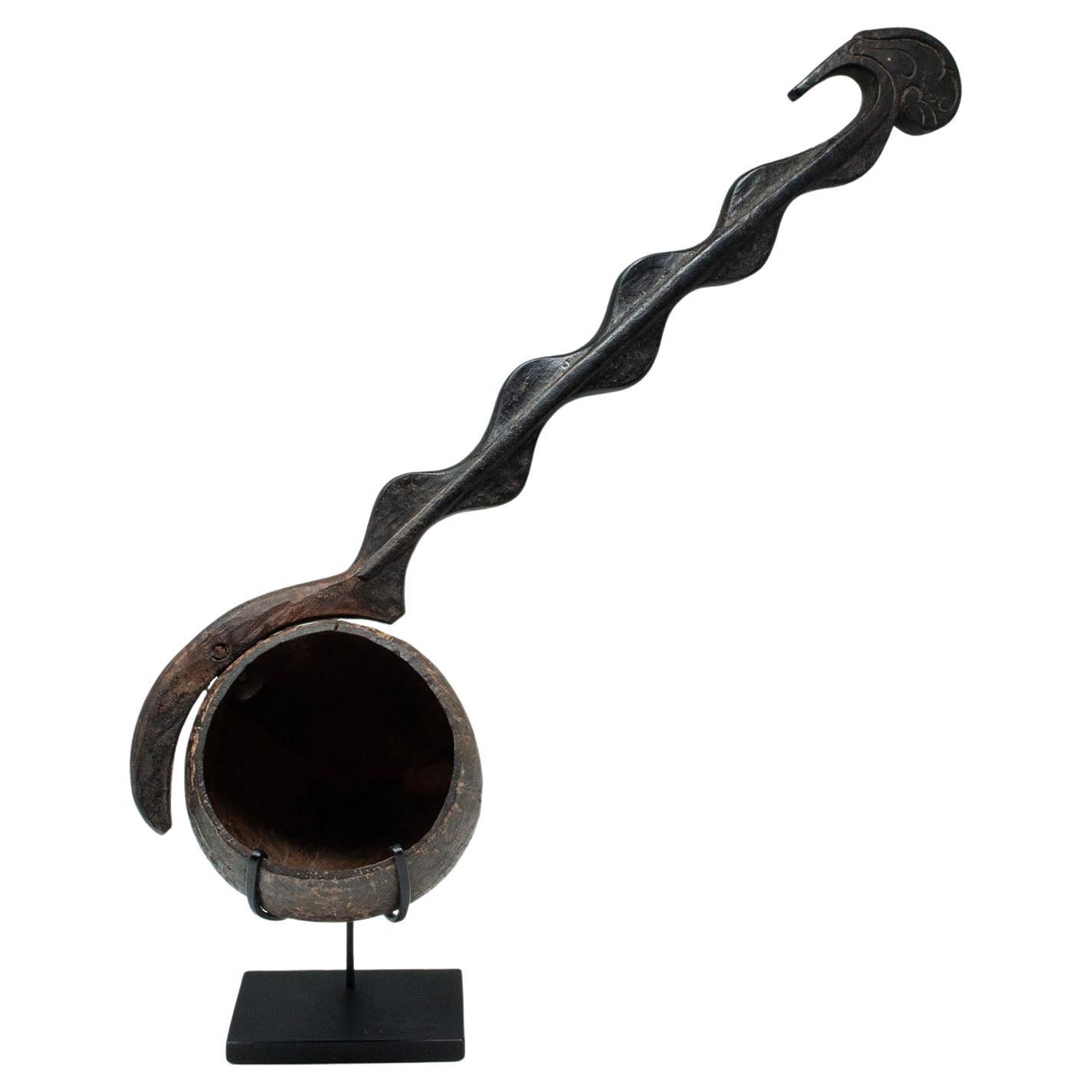 Late 19th Century Ceremonial Wood and Coconut Ladle, Bali Indonesia For Sale