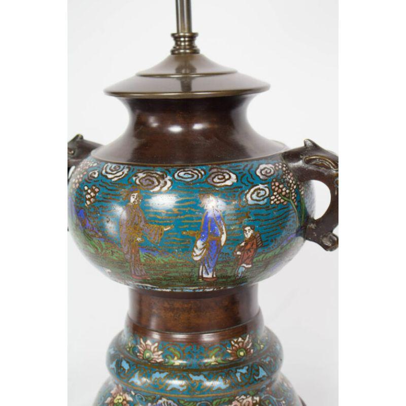 Japanese Late 19th Century Champleve Table Lamp For Sale