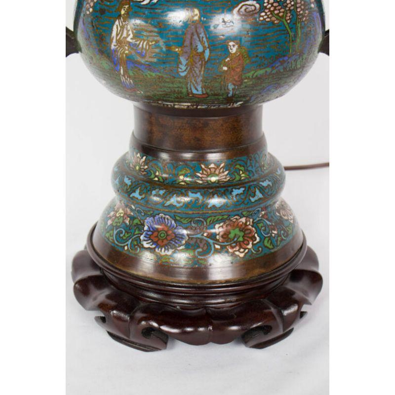 Lampe de table Champleve de la fin du 19e siècle Bon état - En vente à Canton, MA