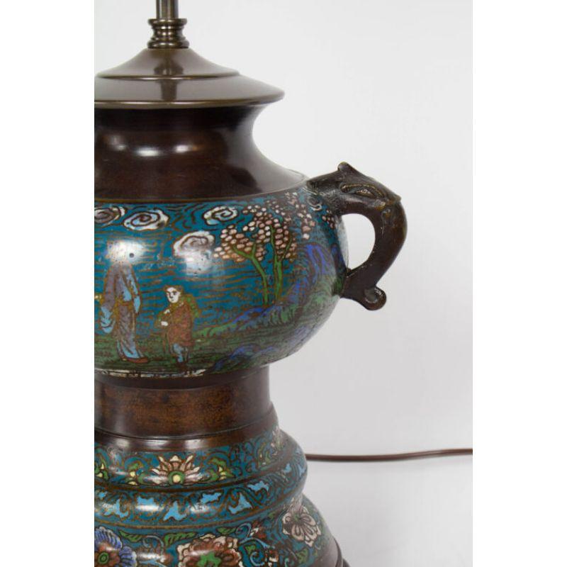 XIXe siècle Lampe de table Champleve de la fin du 19e siècle en vente