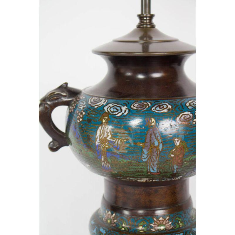 Lampe de table Champleve de la fin du 19e siècle en vente 1