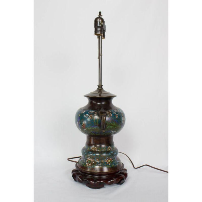 Lampe de table Champleve de la fin du 19e siècle en vente 2