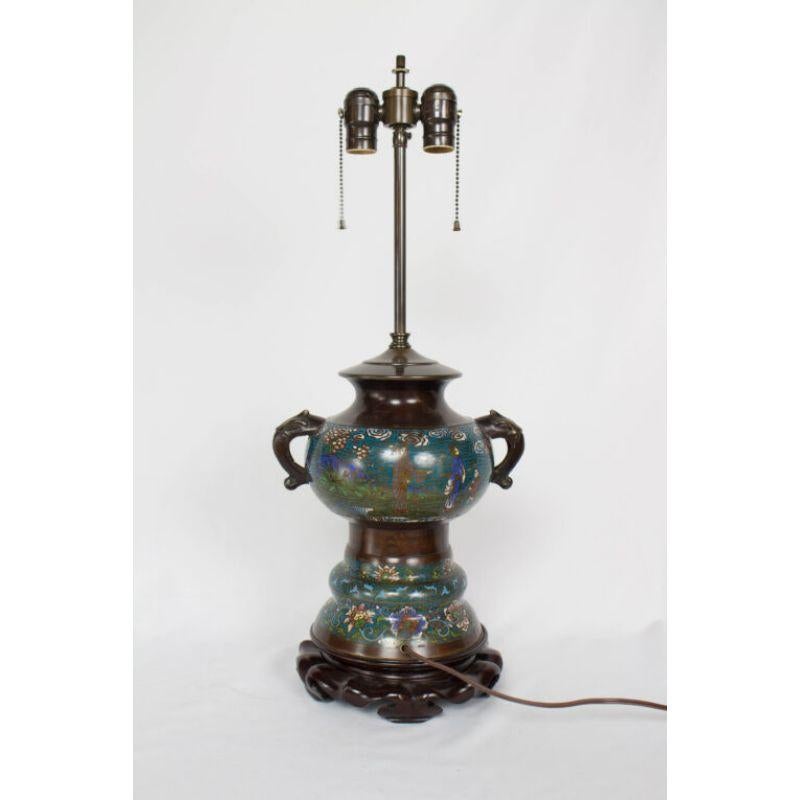 Late 19th Century Champleve Table Lamp For Sale 4