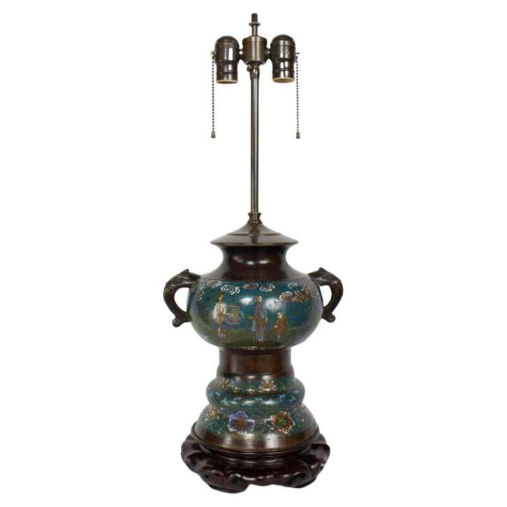 Late 19th Century Champleve Table Lamp For Sale