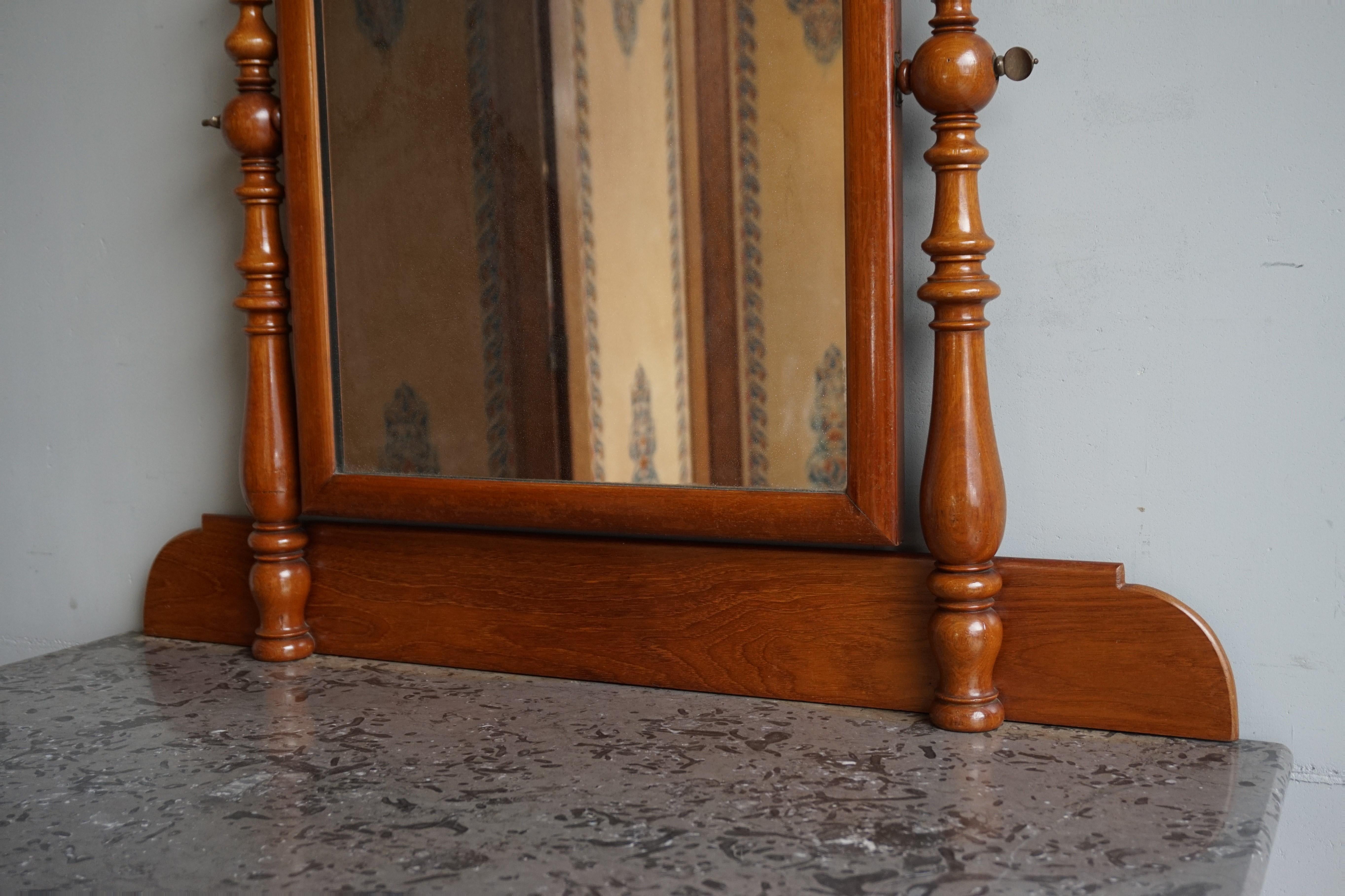 Late 19th Century Chest of Drawers Vanity with Marble Top and Hinging Mirror For Sale 11