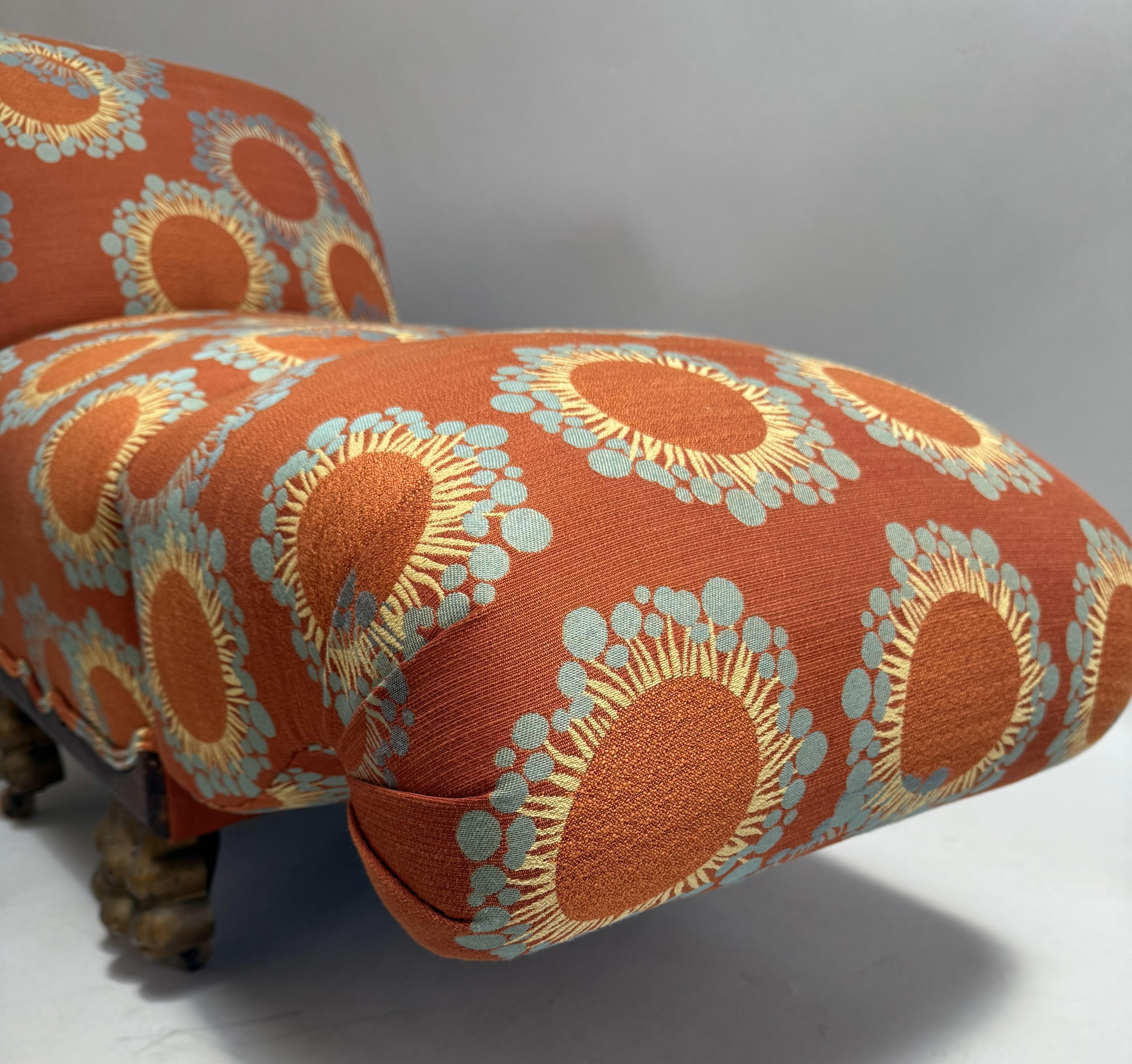 Victorien Chaise longue d'enfant à accoudoirs en volute de la fin du 19e siècle en vente