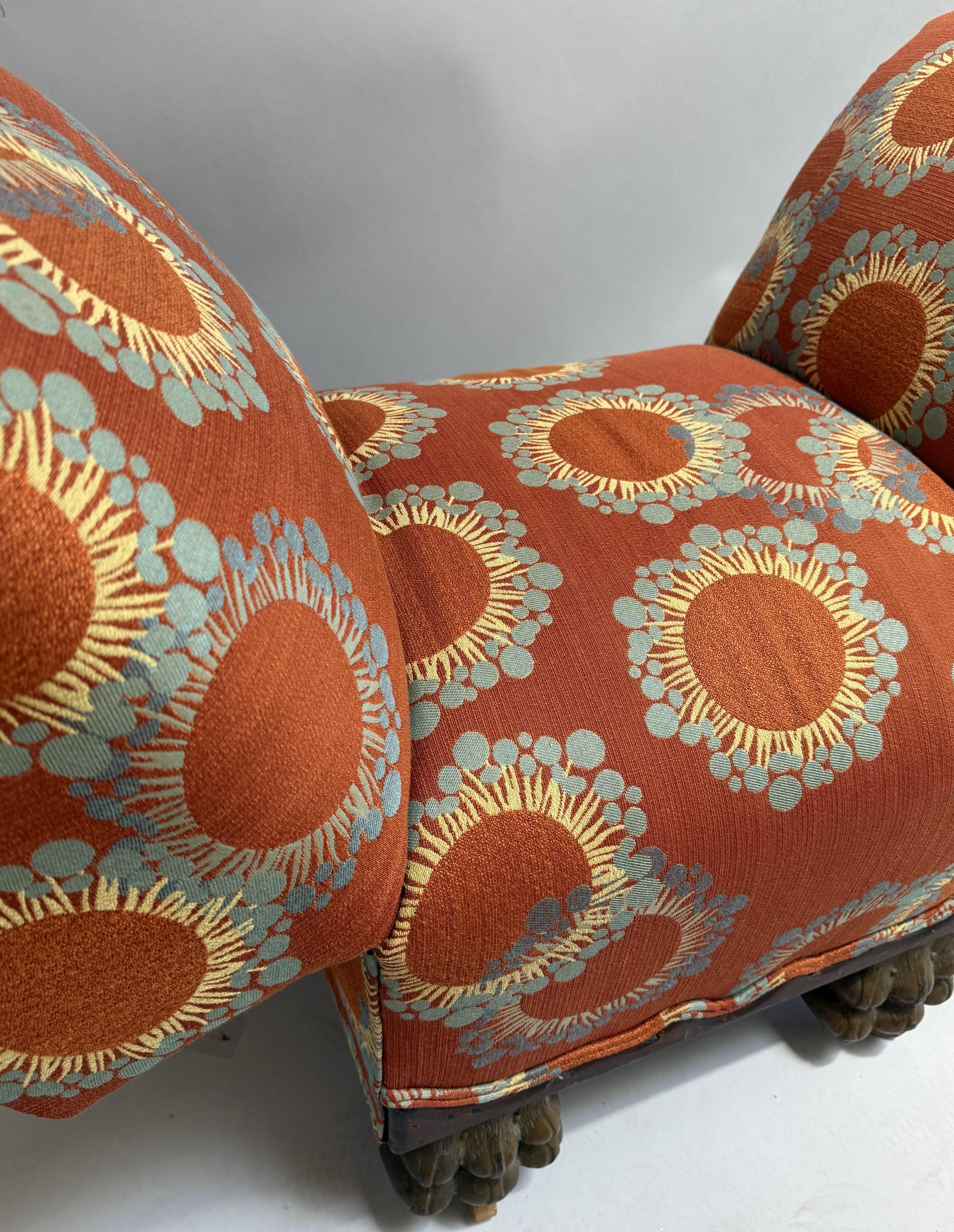 Tissu Chaise longue d'enfant à accoudoirs en volute de la fin du 19e siècle en vente