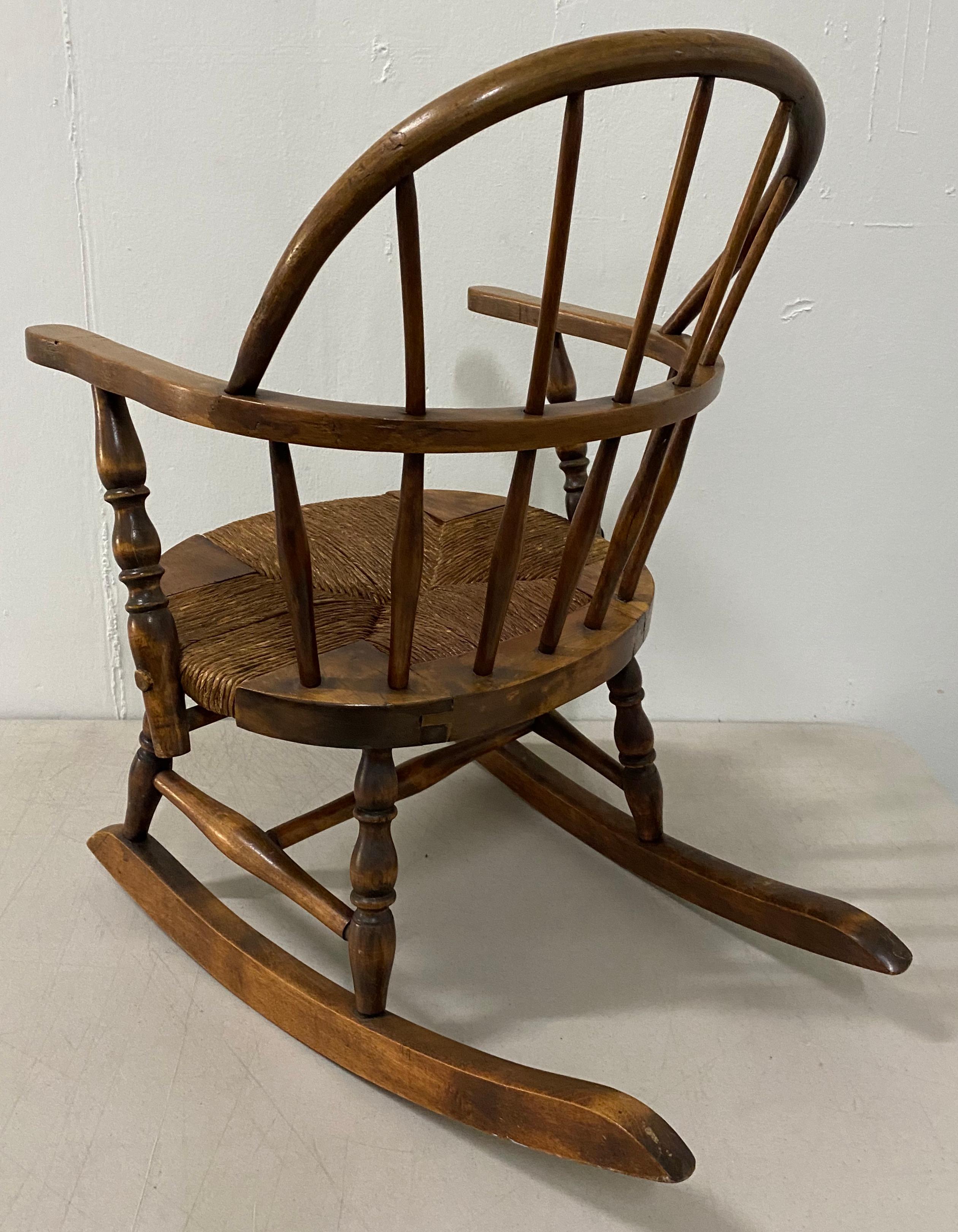 American Colonial Late 19th Century Child's Windsor Rocking Chair