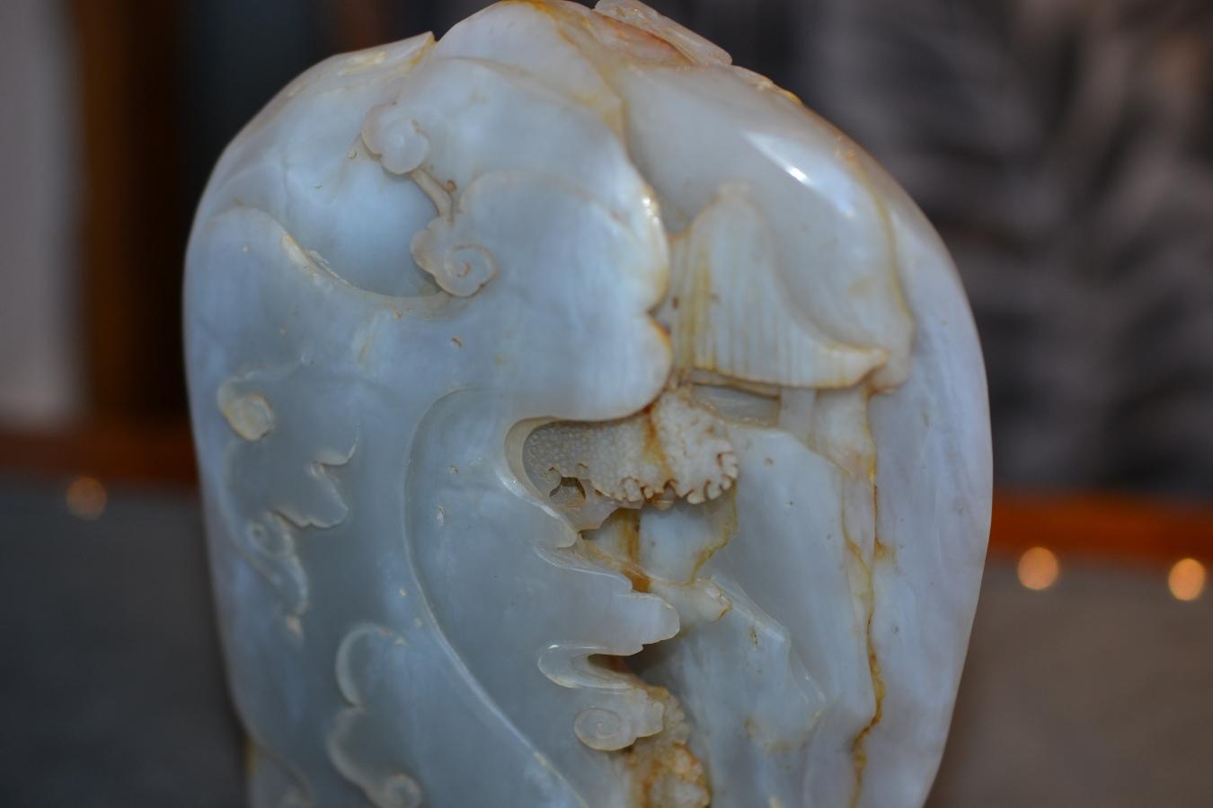 Late 19th Century China Large Pale Green Jade Boulder For Sale at