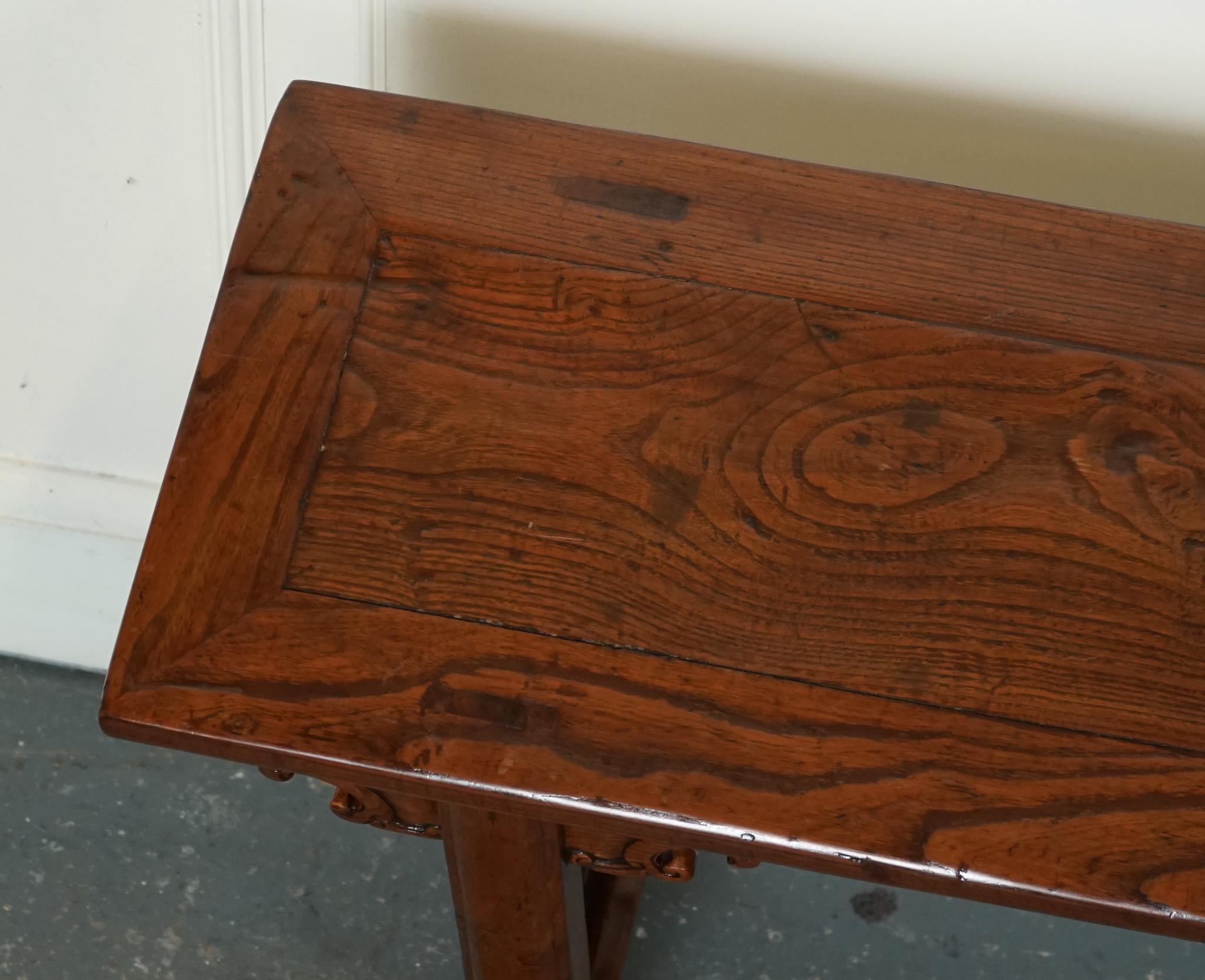 LATE 19TH CENTURY CHINESE ALTAR TABLE BENCH ELM WOOD j1 For Sale 3