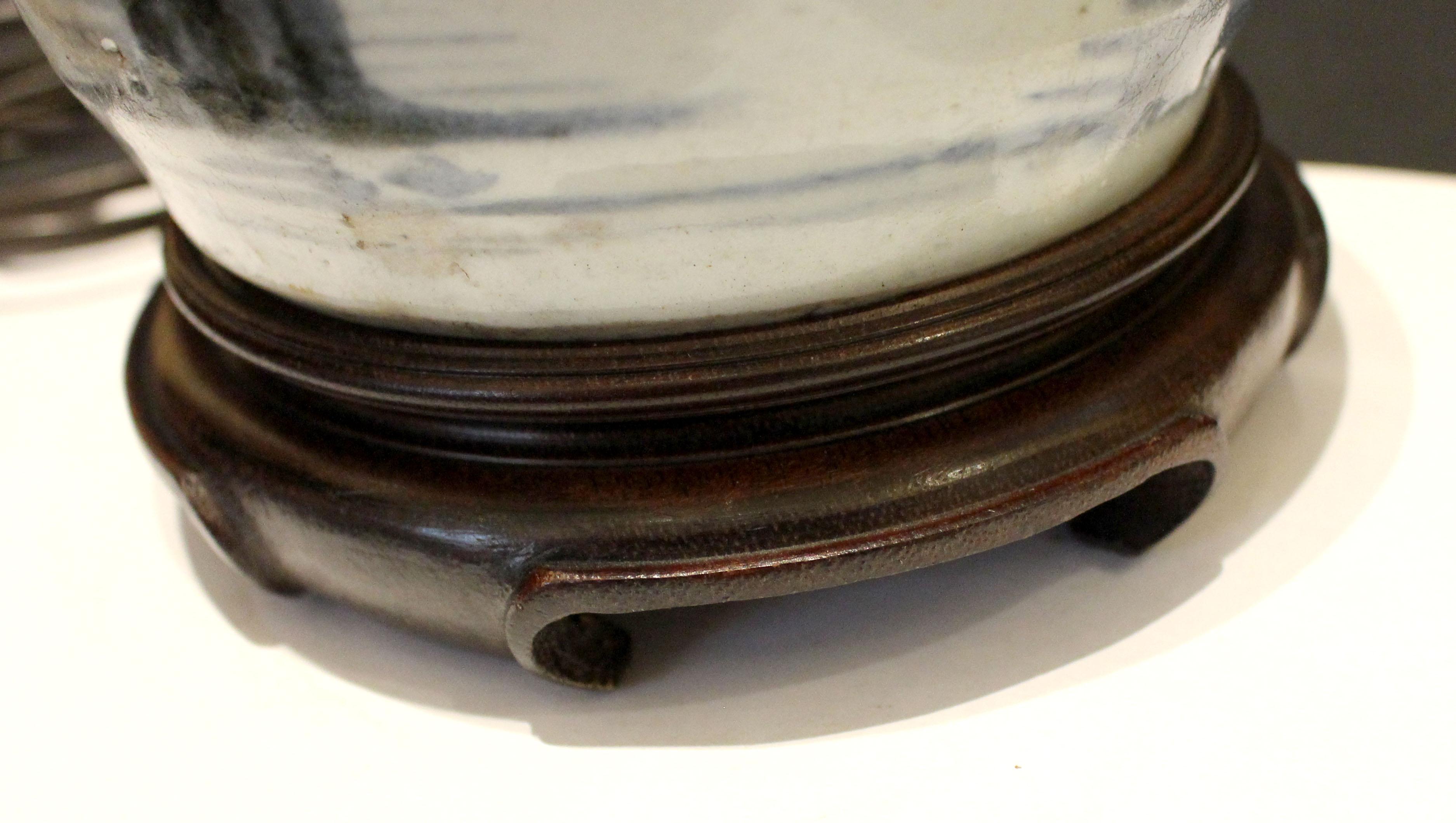 Late 19th Century Chinese Blue & White Ginger Jar Lamp 1